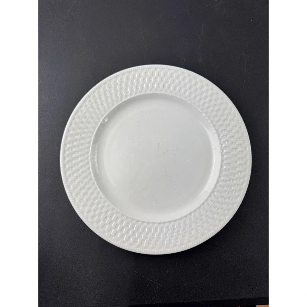 Sakura Oneida Basketweave White Stoneware Dinner Plate‎ 10.5 Inch